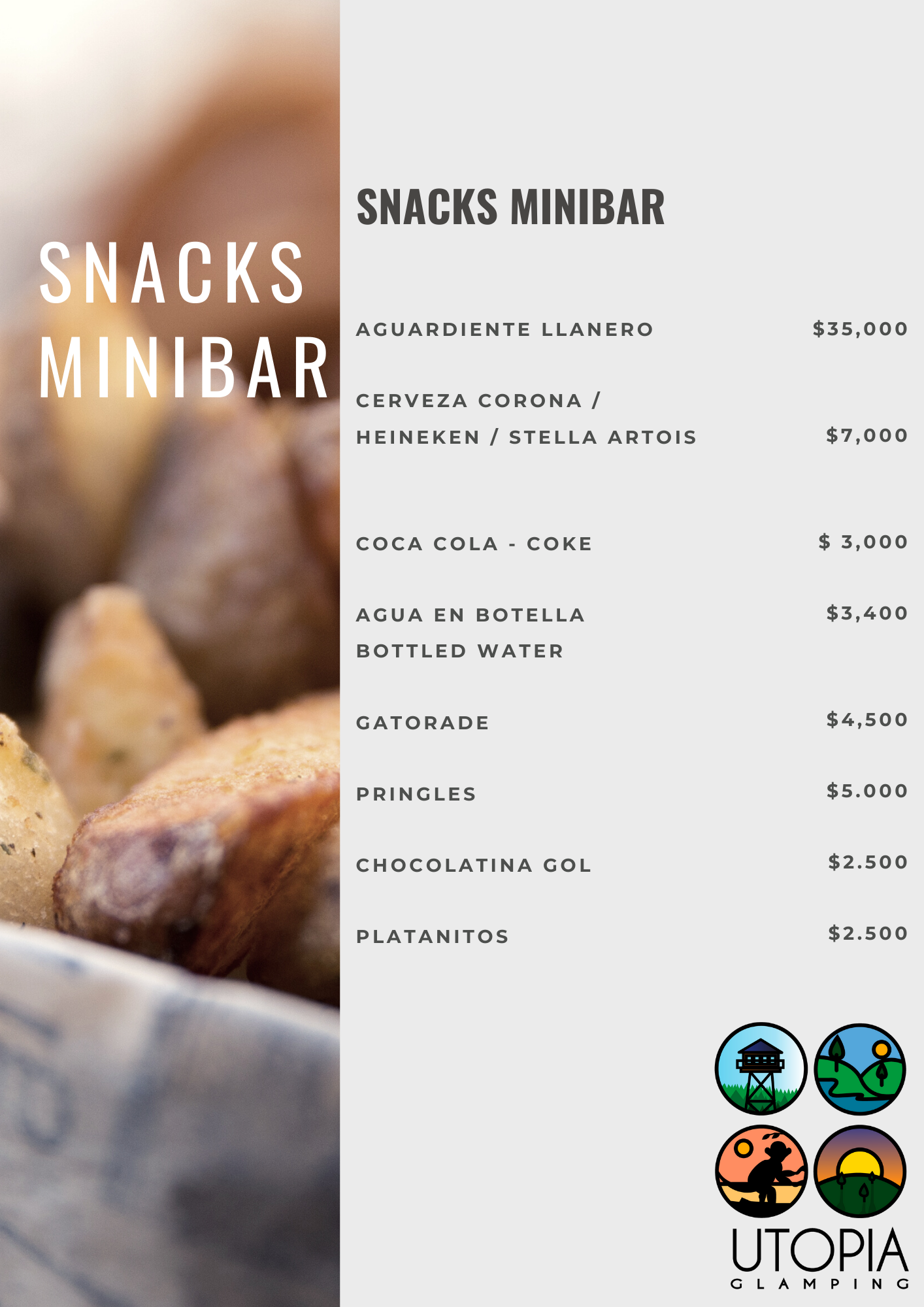 Snacks Minibar Utopia Glamping
